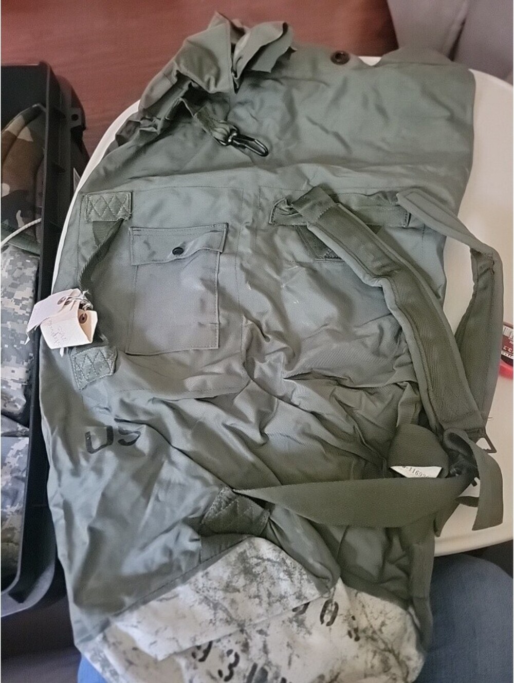 US Military OD Green Duffle Bag Backpack Straps Surplus Deployment Travel Bag